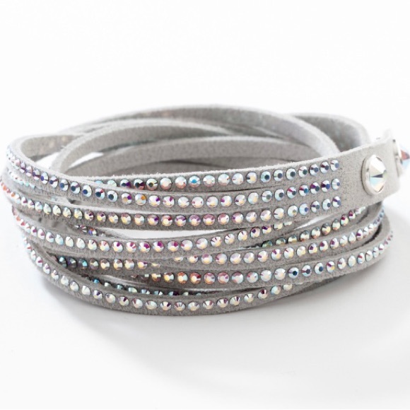 Touchstone Crystal Jewelry - Touchstone Crystal Grey Aurore Borealis Wrap Star Bracelet